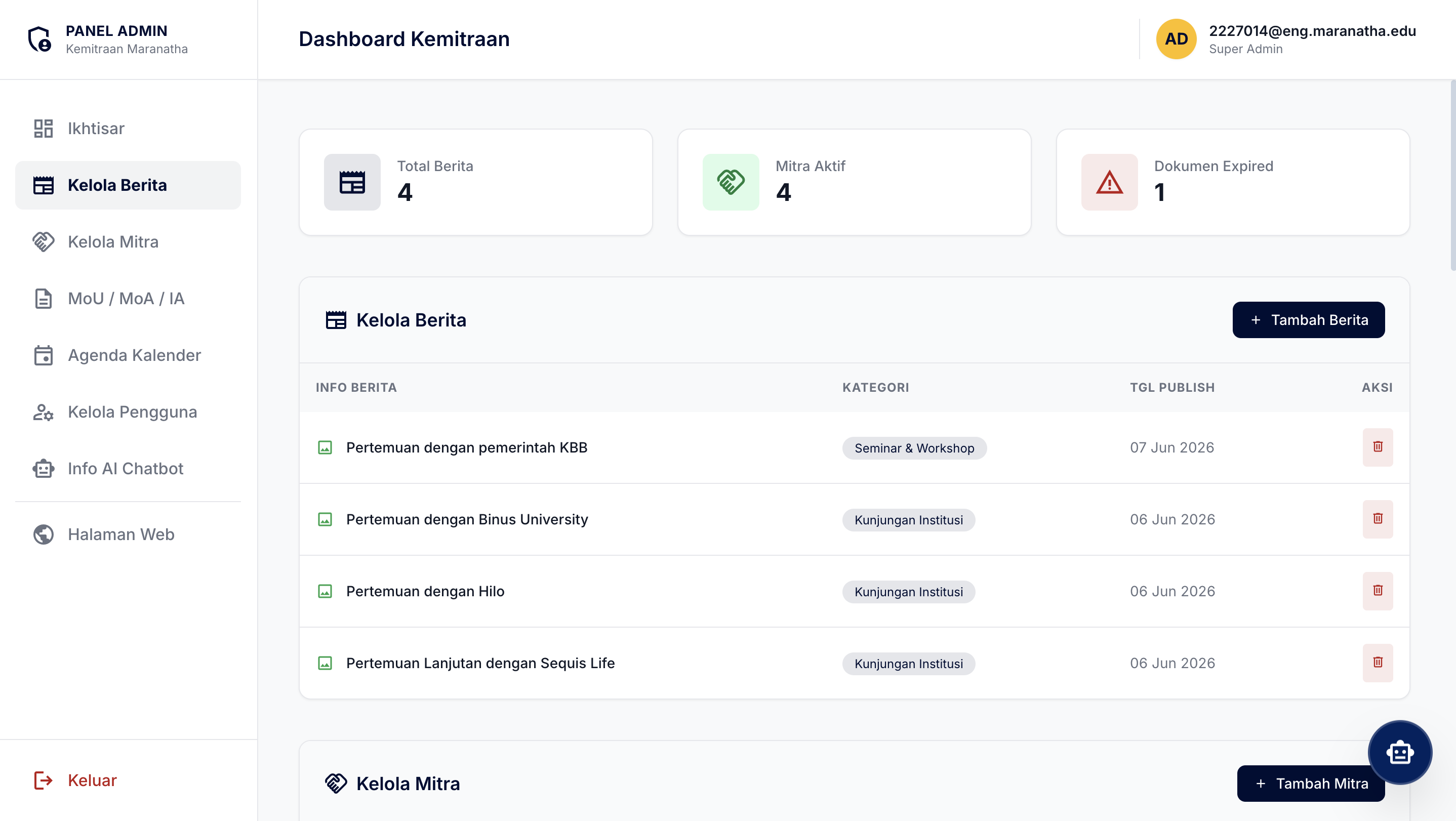 Partnership Admin Dashboard